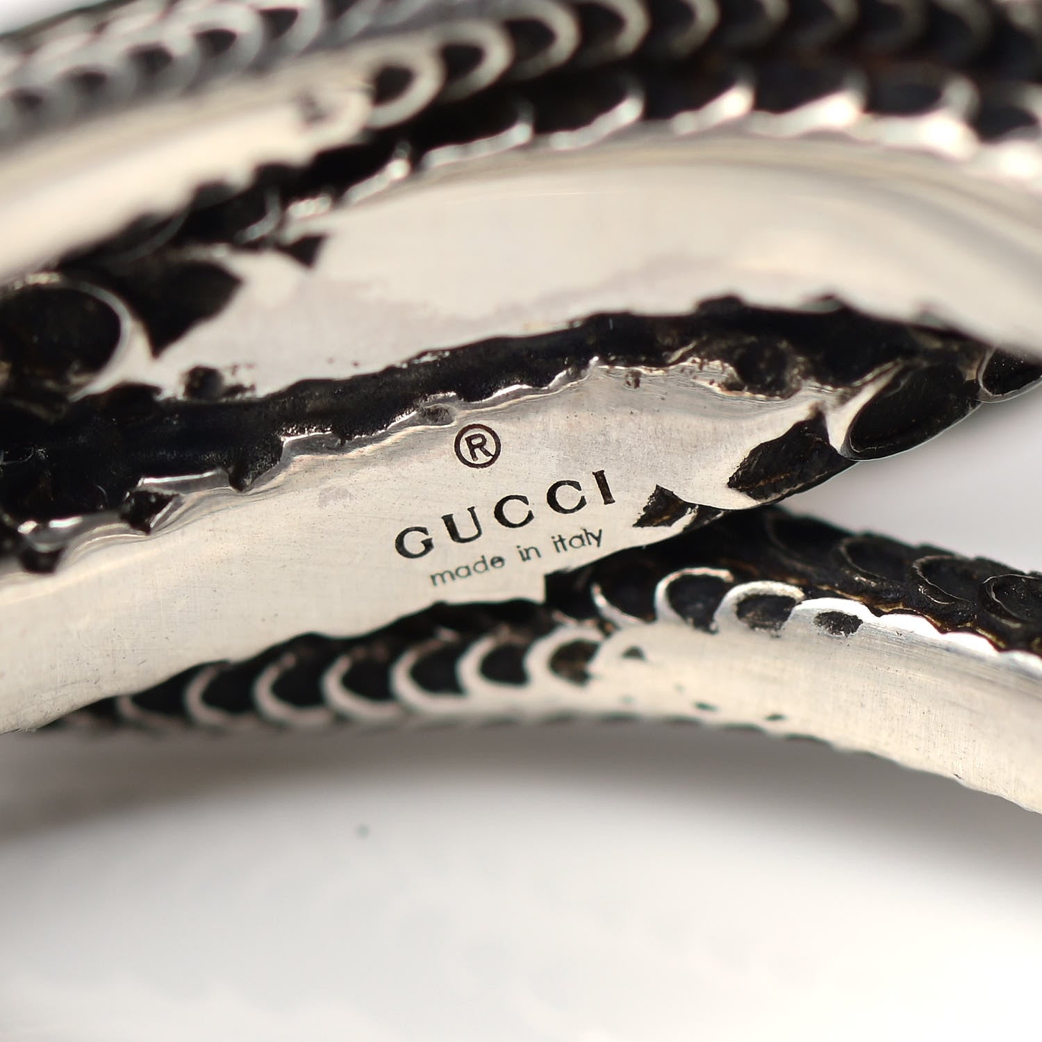 Gucci Sterling Silver Gucci Garden Double Snake Ring 53 6.5 9 of 10