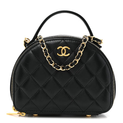 Chanel Lambskin Quilted Chic Riviera Top Handle Vanity Case Black 1 of 14