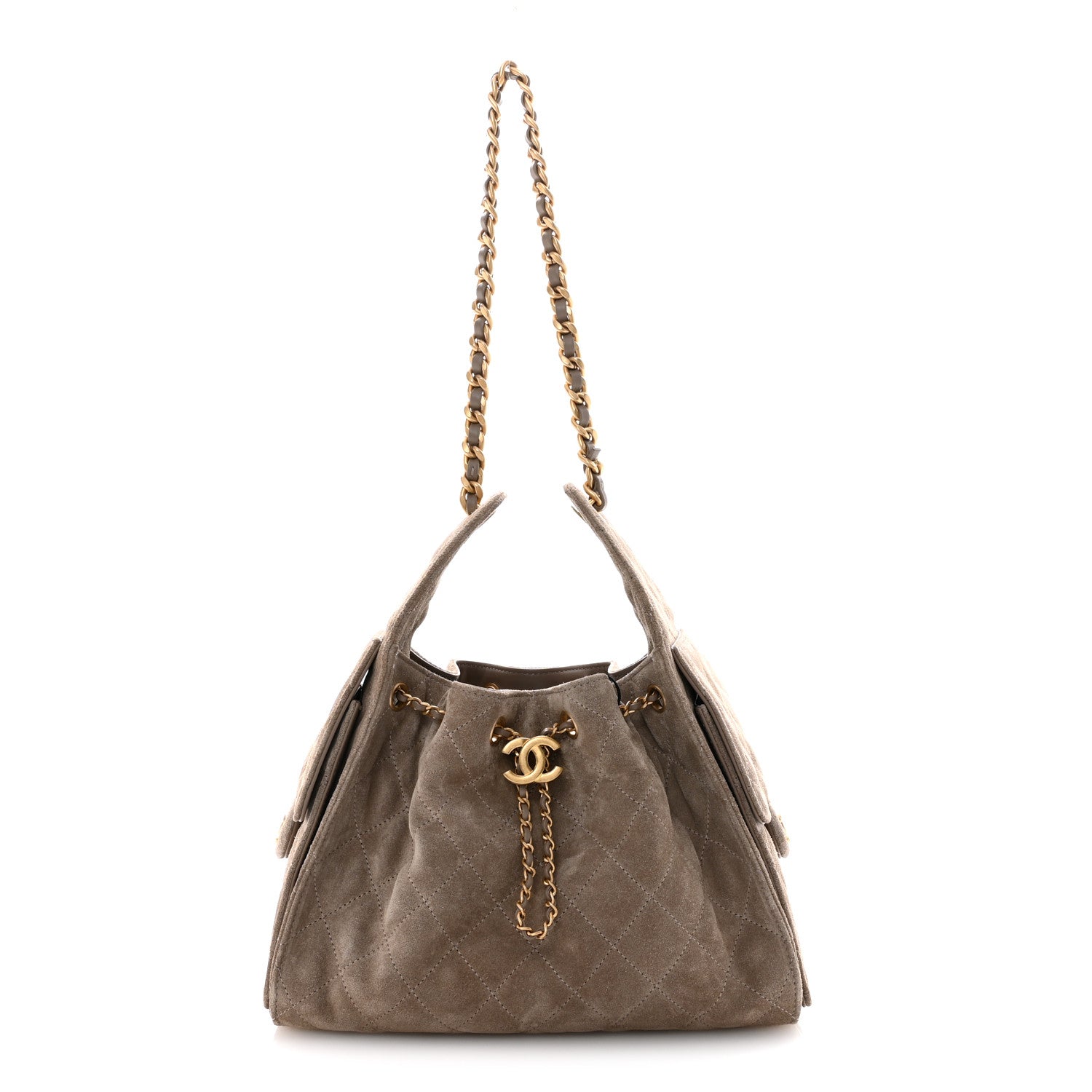 Chanel Suede Quilted Small Chanel 25 Handbag Dark Grey 1 of 11