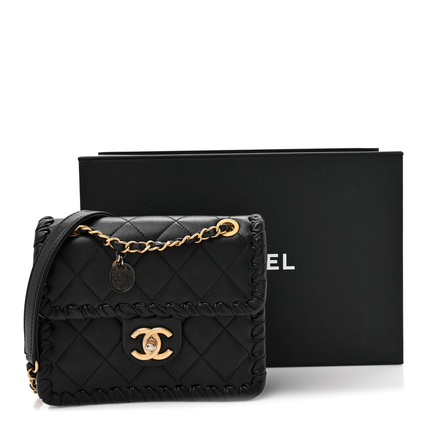 Calfskin Braided Mini My Own Frame Flap Black