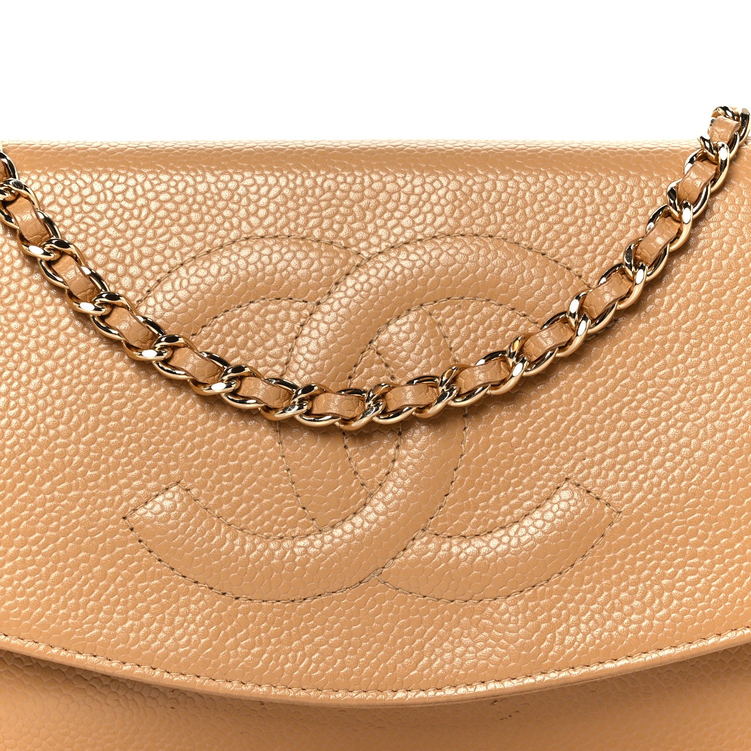 Chanel Caviar Timeless CC Wallet on Chain WOC Beige 9 of 12
