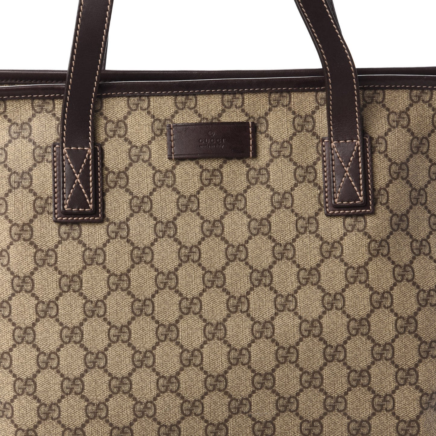 GG Supreme Monogram Medium Zippered Shopping Tote Dark Brown