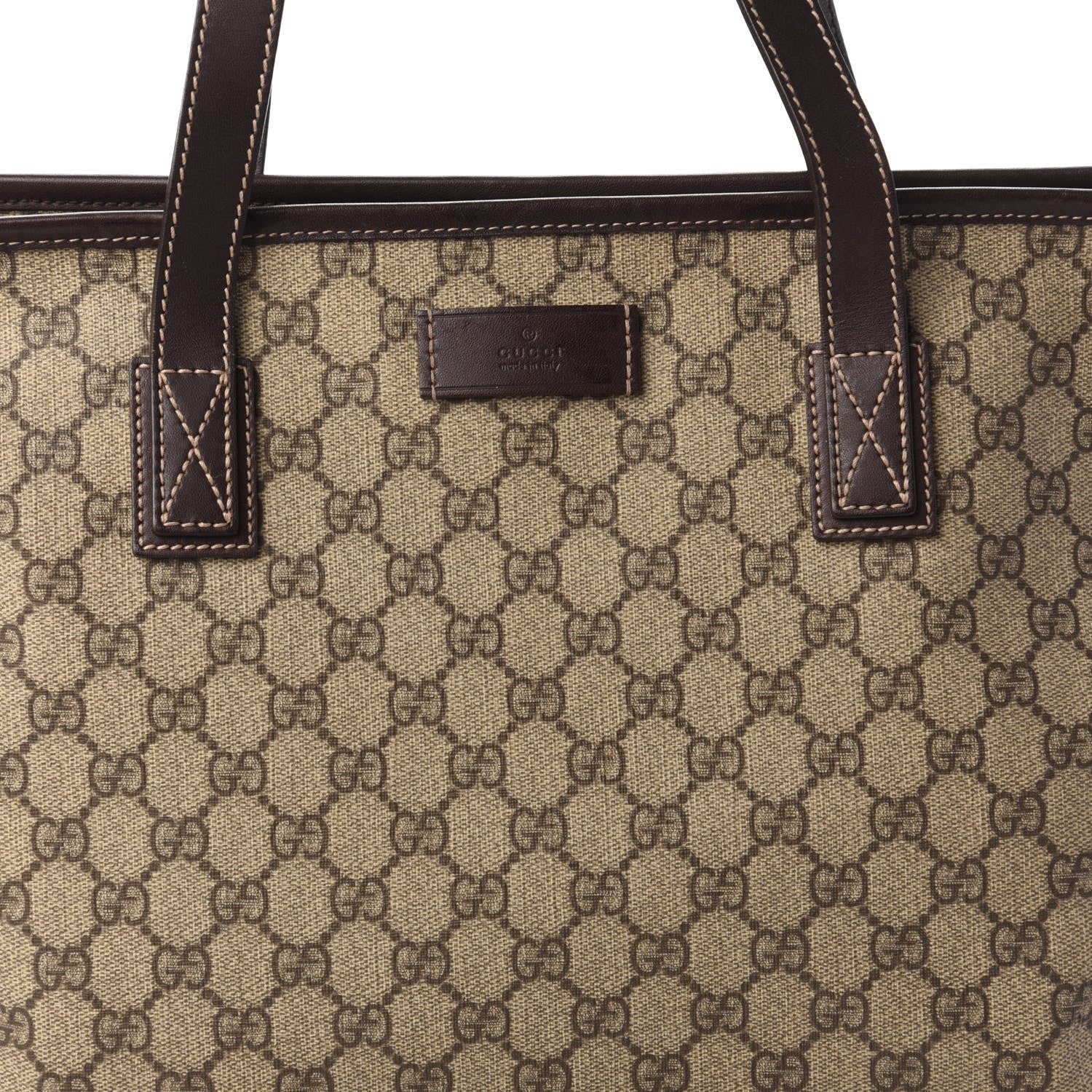 Gucci GG Supreme Monogram Medium Zippered Shopping Tote Dark Brown 10 of 13