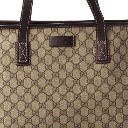 Gucci GG Supreme Monogram Medium Zippered Shopping Tote Dark Brown 10 of 13