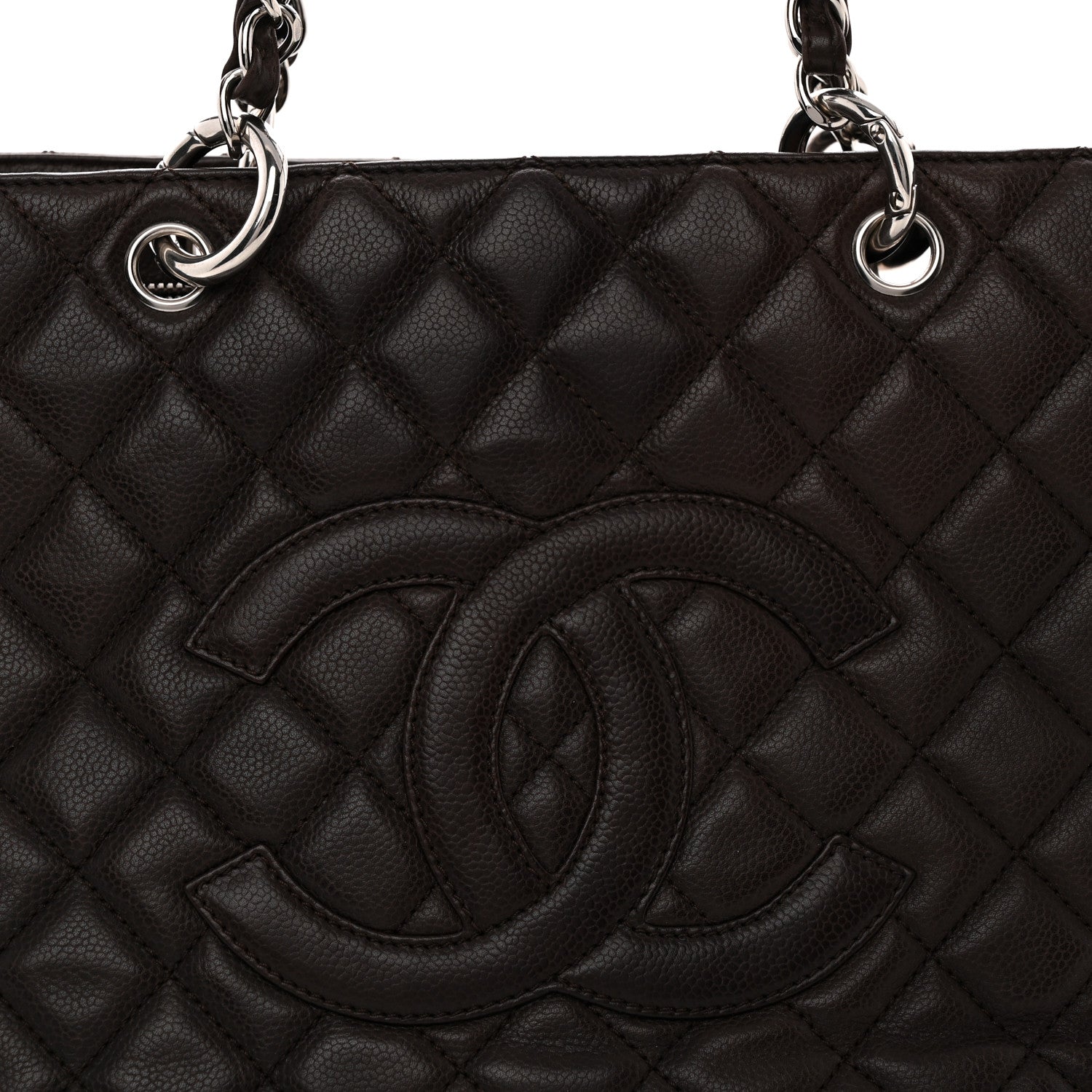 Chanel Caviar Quilted Grand Shopping Tote GST Dark Brown 9 of 13