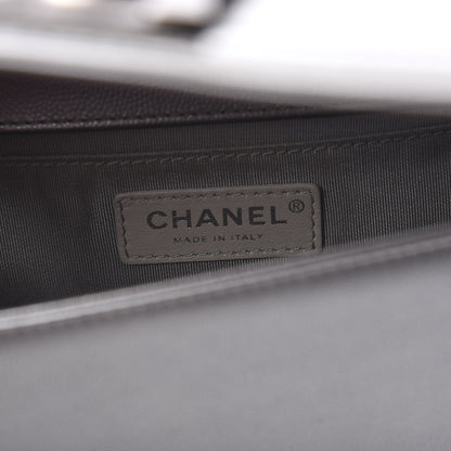 Chanel Metallic Caviar Chevron Quilted Medium Boy Flap Silver 5 of 11