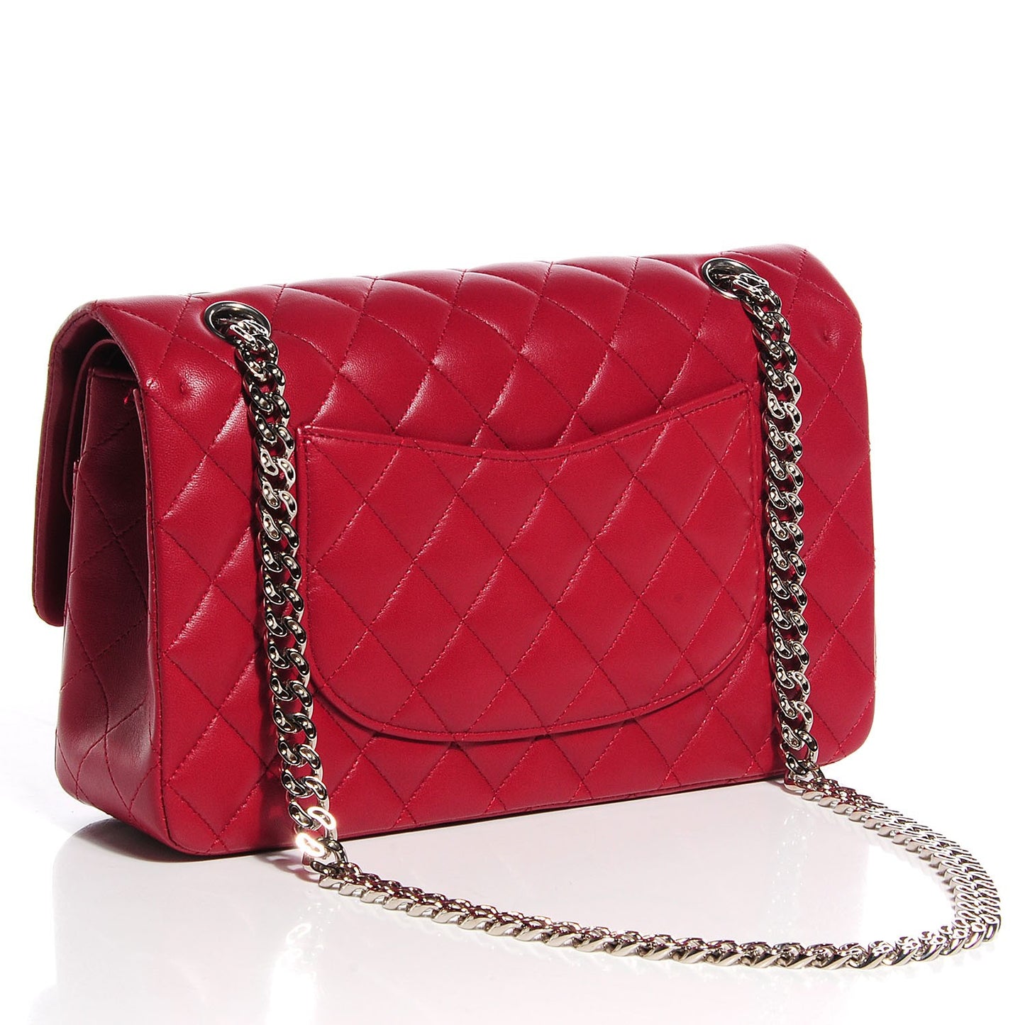 Lambskin Quilted Medium Double Flap Bijoux Chain Red