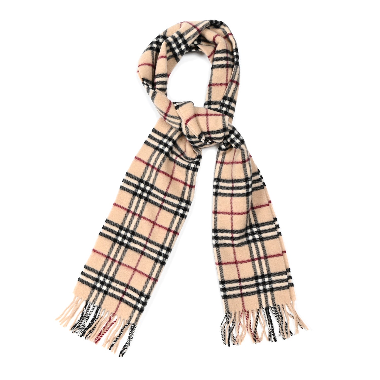 Burberry Wool House Check Fringe Scarf Camel 1 of 4