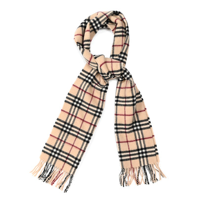 Burberry Wool House Check Fringe Scarf Camel 1 of 4
