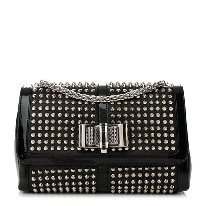 Christian Louboutin Nappa Patent Spikes Small Sweety Charity Crossbody Bag Black Silver 1 of 13