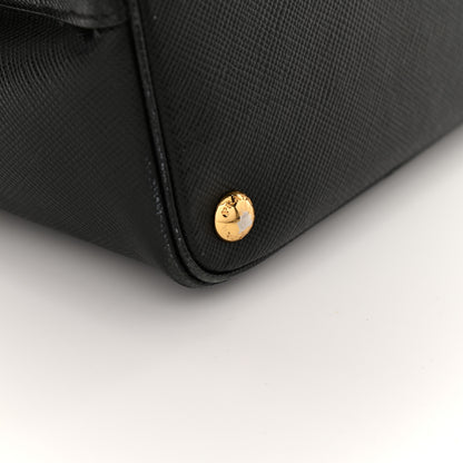 Prada Saffiano Cuir Medium Double Bag Black Fuoco 22 of 24
