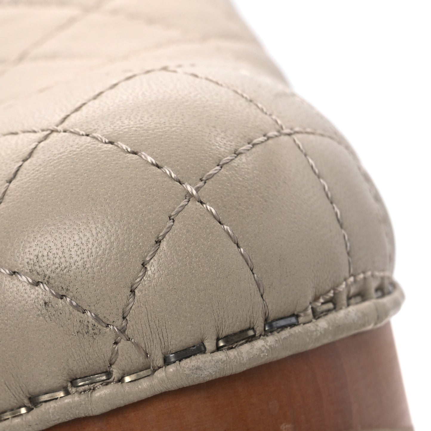 Lambskin Quilted CC Clogs 38 Beige