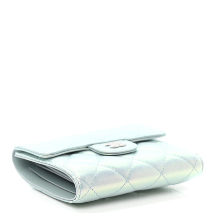 Chanel Iridescent Calfskin Quilted Compact Flap Wallet Light Blue 4 of 8