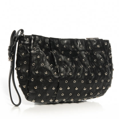 Prada Nappa Grommets Clutch Wristlet Nero Black 4 of 20