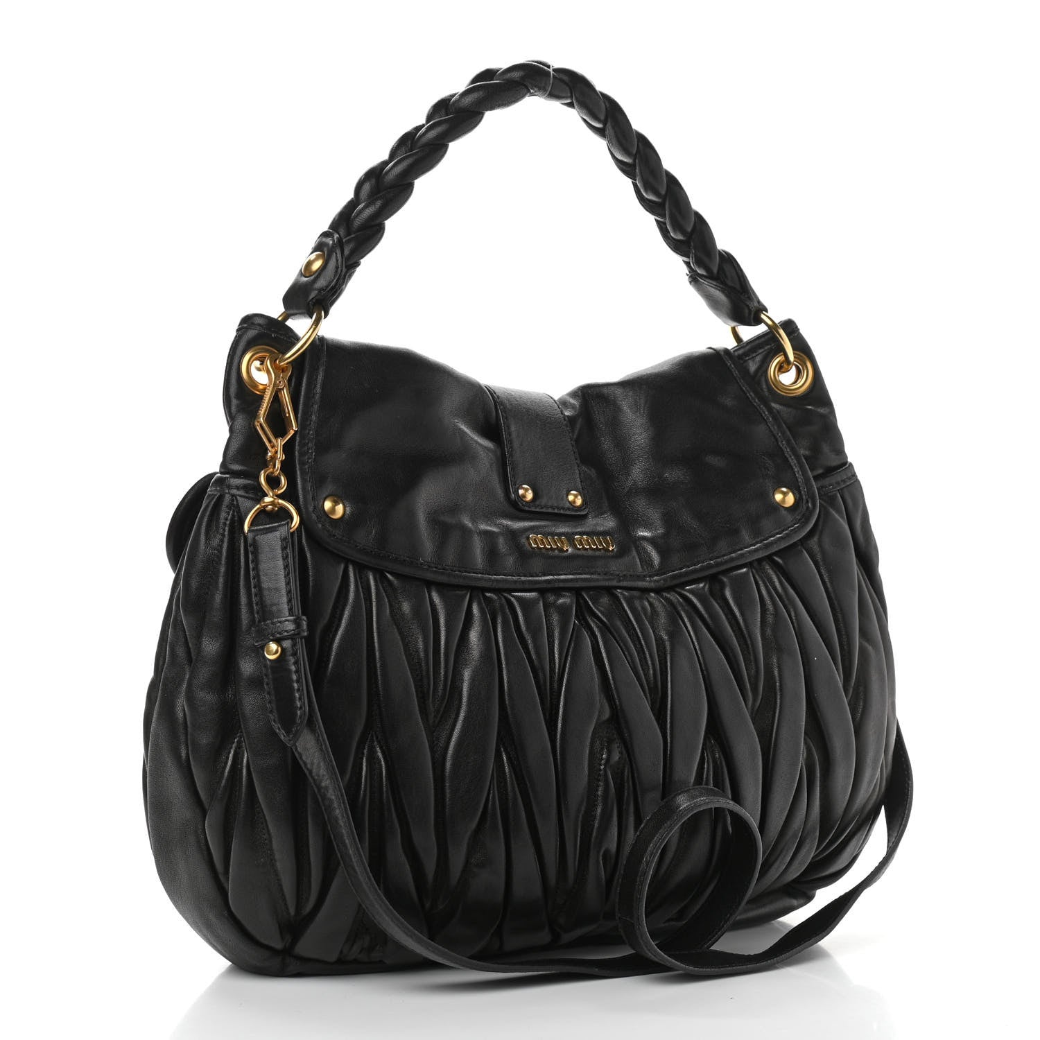 Miu Miu Nappa Matelasse Coffer Hobo Black 3 of 12