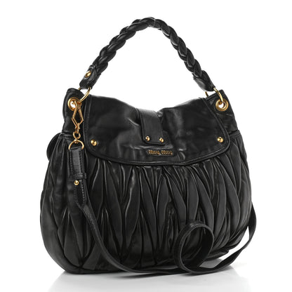 Miu Miu Nappa Matelasse Coffer Hobo Black 3 of 12