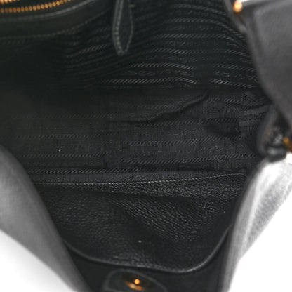 Prada Vitello Daino Zippered Messenger Hobo Black 4 of 10