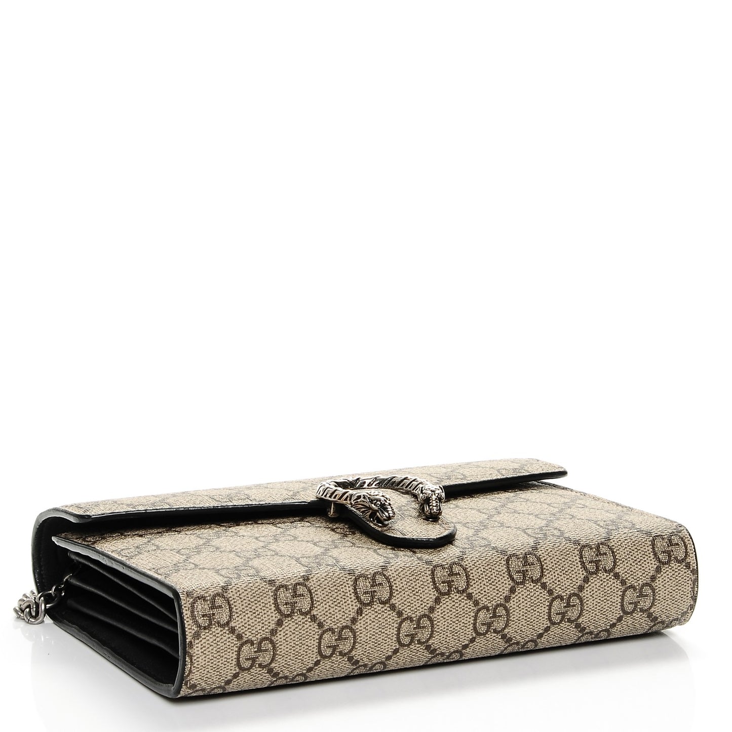 GG Supreme Monogram Mini Dionysus Chain Wallet Beige Black