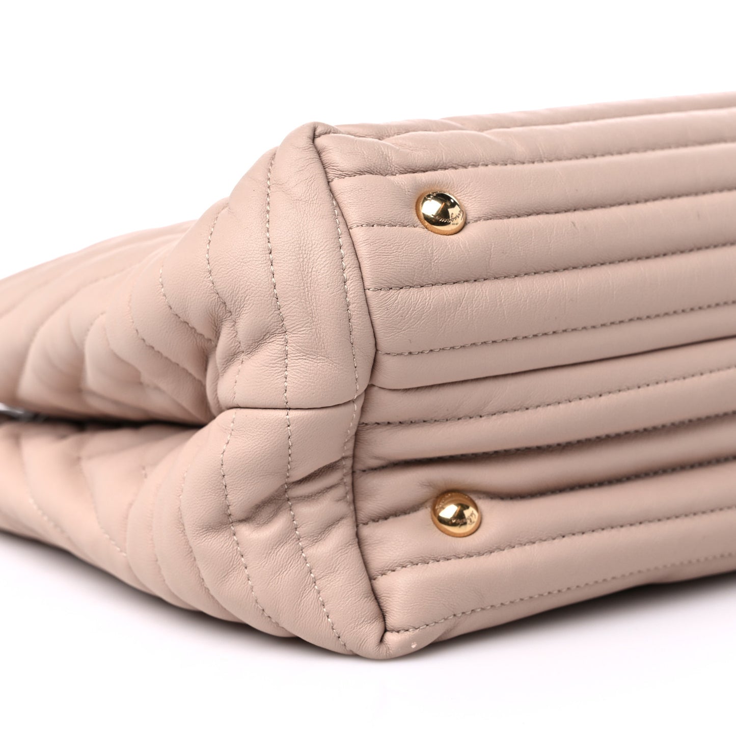 Calfskin Chevron Quilted Vara Bow Chain Tote Light Pink