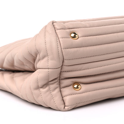 Salvatore Ferragamo Calfskin Chevron Quilted Vara Bow Chain Tote Light Pink 7 of 9