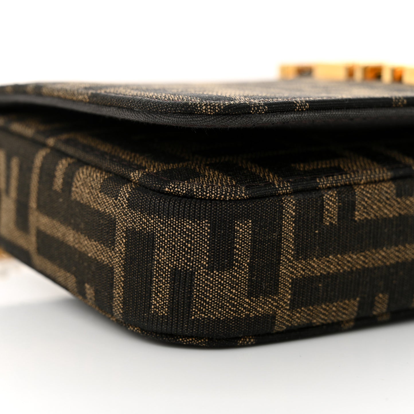 Fabric Jacquard Vitello Grace FF 1974 Fendigraphy Wallet On Chain Tobacco Moro Ebano