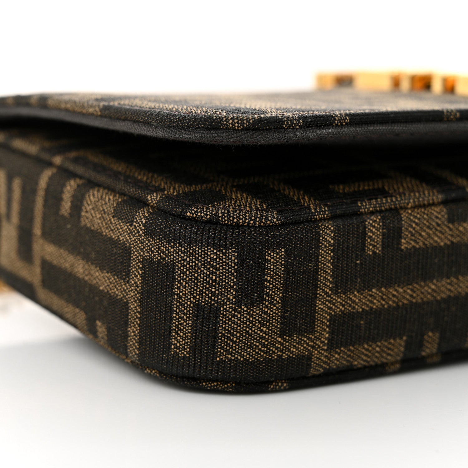 Fendi Fabric Jacquard Vitello Grace FF 1974 Fendigraphy Wallet On Chain Tobacco Moro Ebano 9 of 11