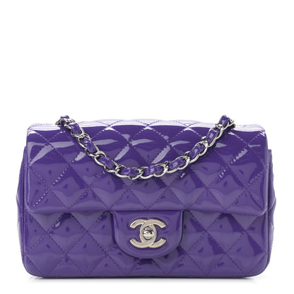 Chanel Patent Quilted Mini Rectangular Flap Purple 1 of 13