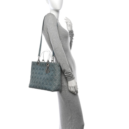 Christian Dior Denim Cannage Large Lady Dior Light Blue 2 of 12