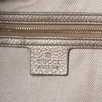 Gucci Metallic Pebbled Calfskin Large Soho Shoulder Bag Golden Beige 8 of 15