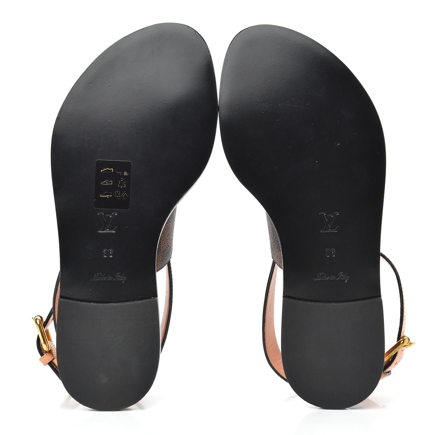 Calfskin Damier Ebene Passenger Flat Sandals 36 Venus Pink