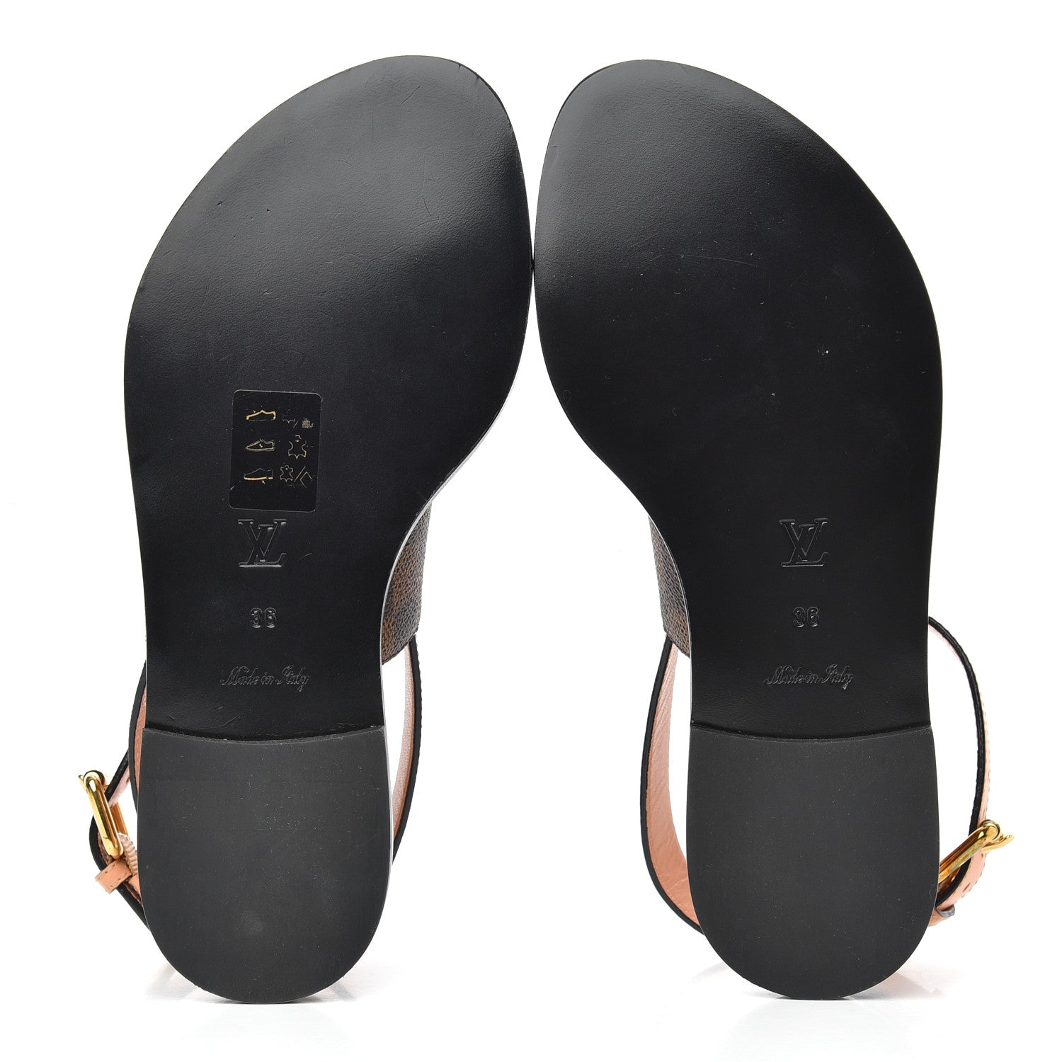 Louis Vuitton Calfskin Damier Ebene Passenger Flat Sandals 36 Venus Pink 5 of 11