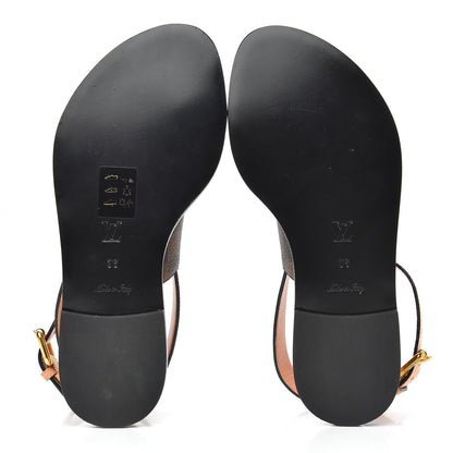 Louis Vuitton Calfskin Damier Ebene Passenger Flat Sandals 36 Venus Pink 5 of 11