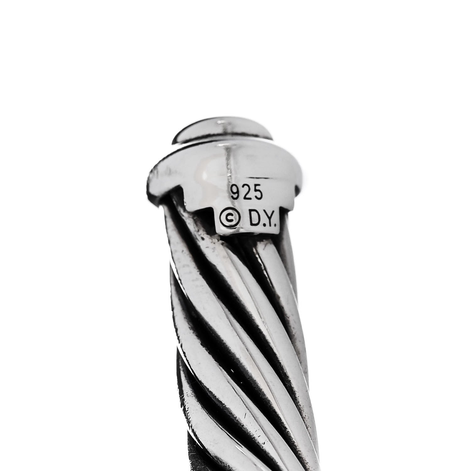 David Yurman Sterling Silver Black Diamond 7mm Cable Classics Single Station Bracelet 3 of 3