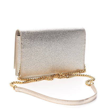 Saint Laurent Metallic Calfskin Classic Monogram Kate Tassel Chain Wallet Platine 3 of 12