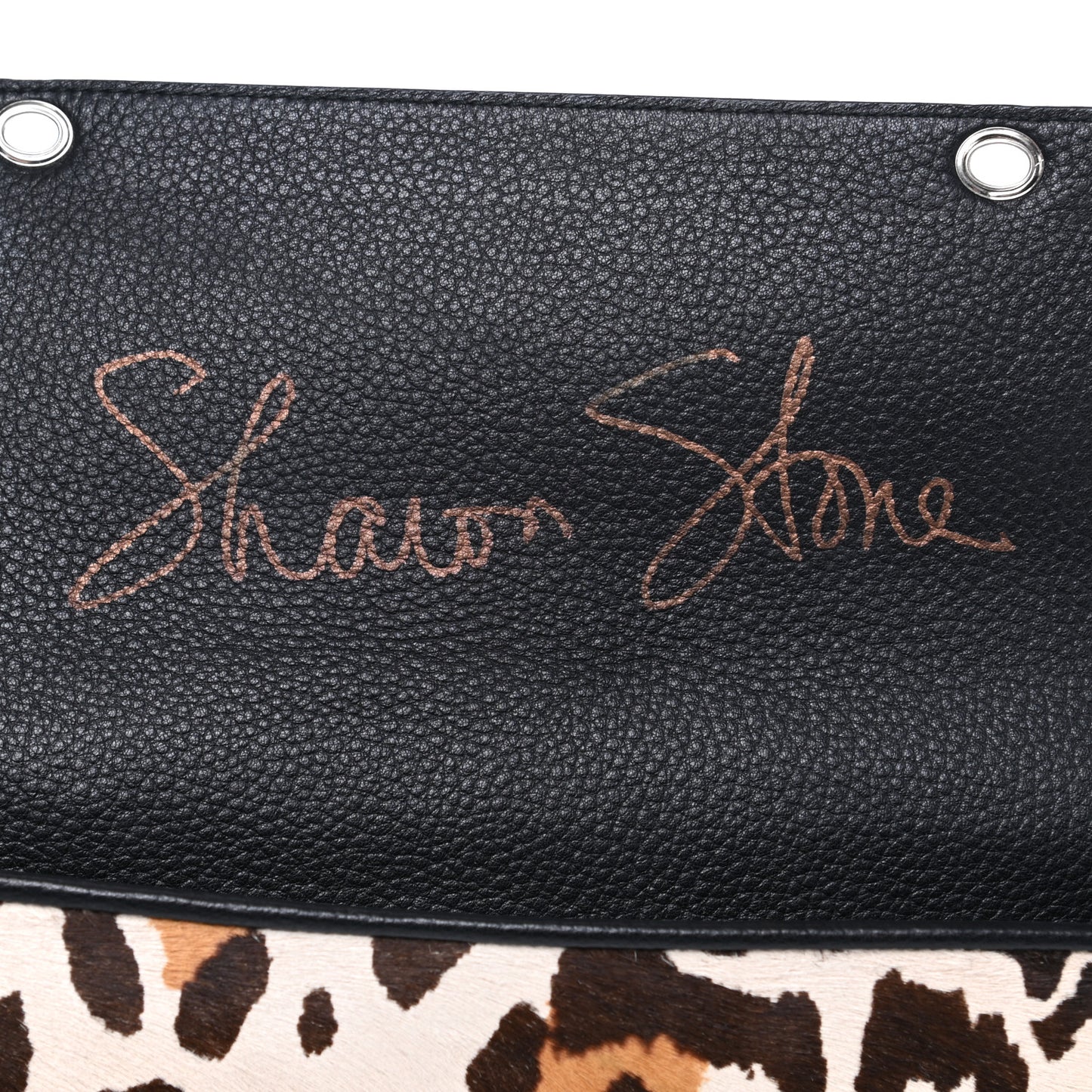Pony Hair Leopard Print Clutch Black