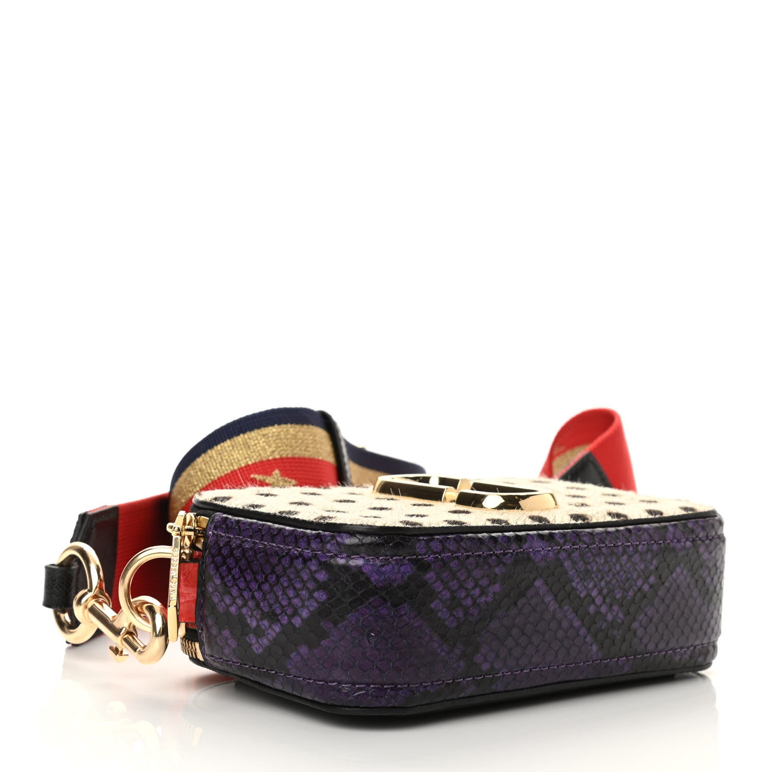 Marc Jacobs Snakeskin Embossed Pony Hair Polka Dot Small Snapshot Camera Bag White Multicolor 4 of 10