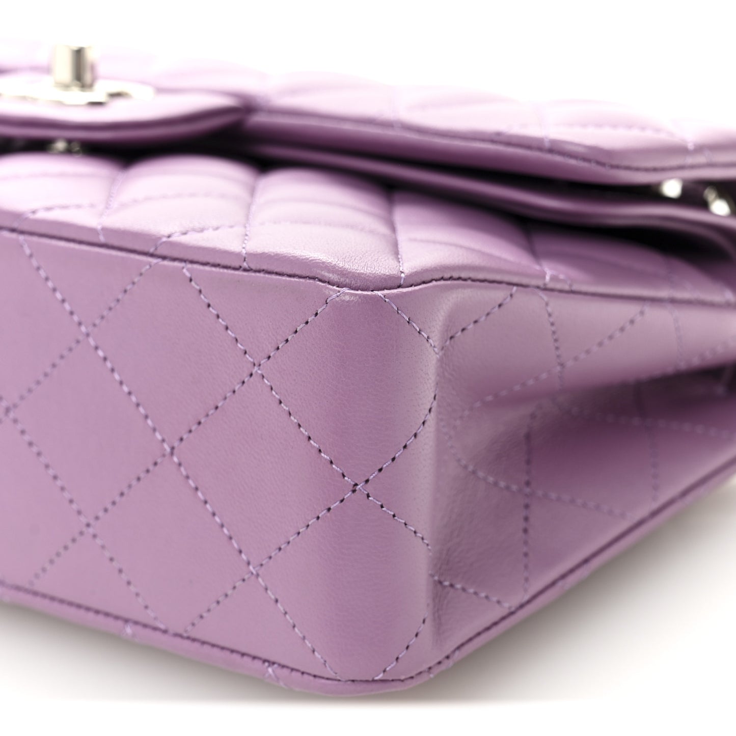 Lambskin Quilted Small Double Flap Purple