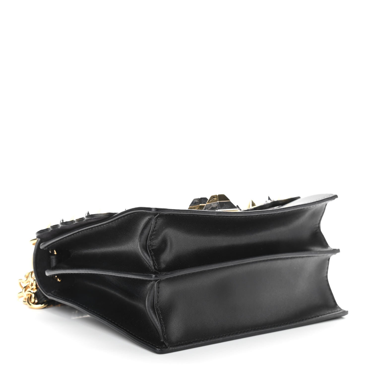 Fendi Vitello Liberty Metal Scalloped Multi Studded Small Kan I Shoulder Bag Black 4 of 10