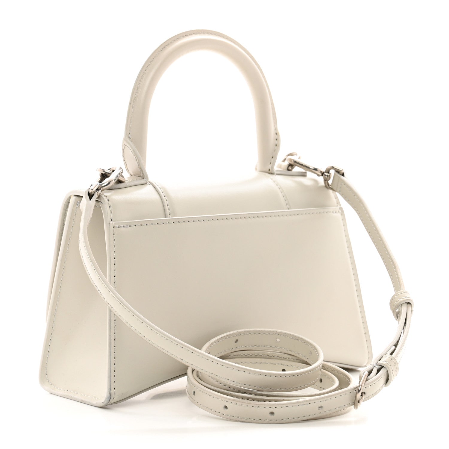 Balenciaga Shiny Box Calfskin Hourglass Top Handle Bag XS Chalky White 3 of 12
