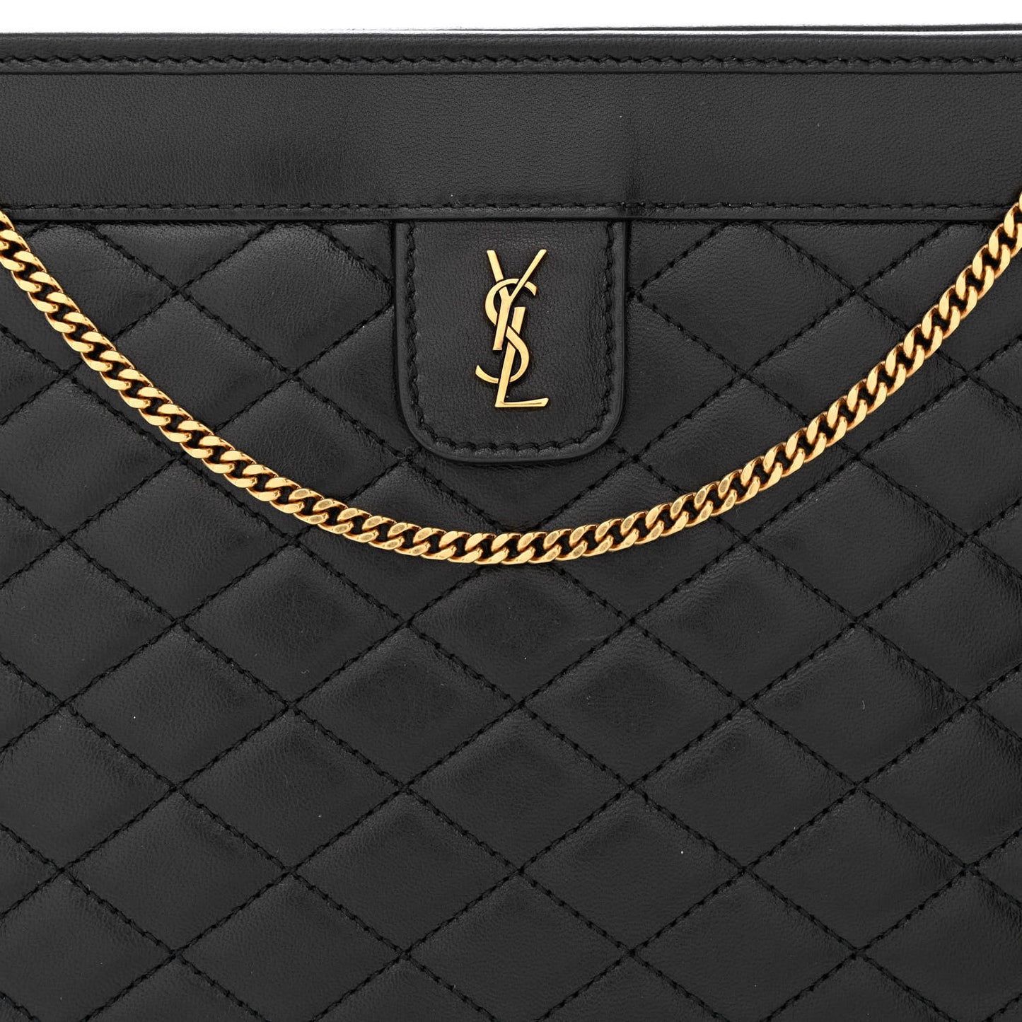 Lambskin Quilted Monogram Baby Victoire Chain Clutch Bag Black