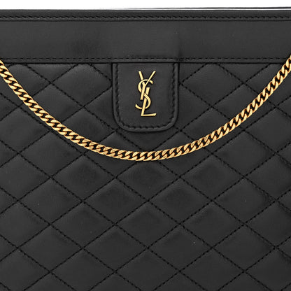 Saint Laurent Lambskin Quilted Monogram Baby Victoire Chain Clutch Bag Black 8 of 11