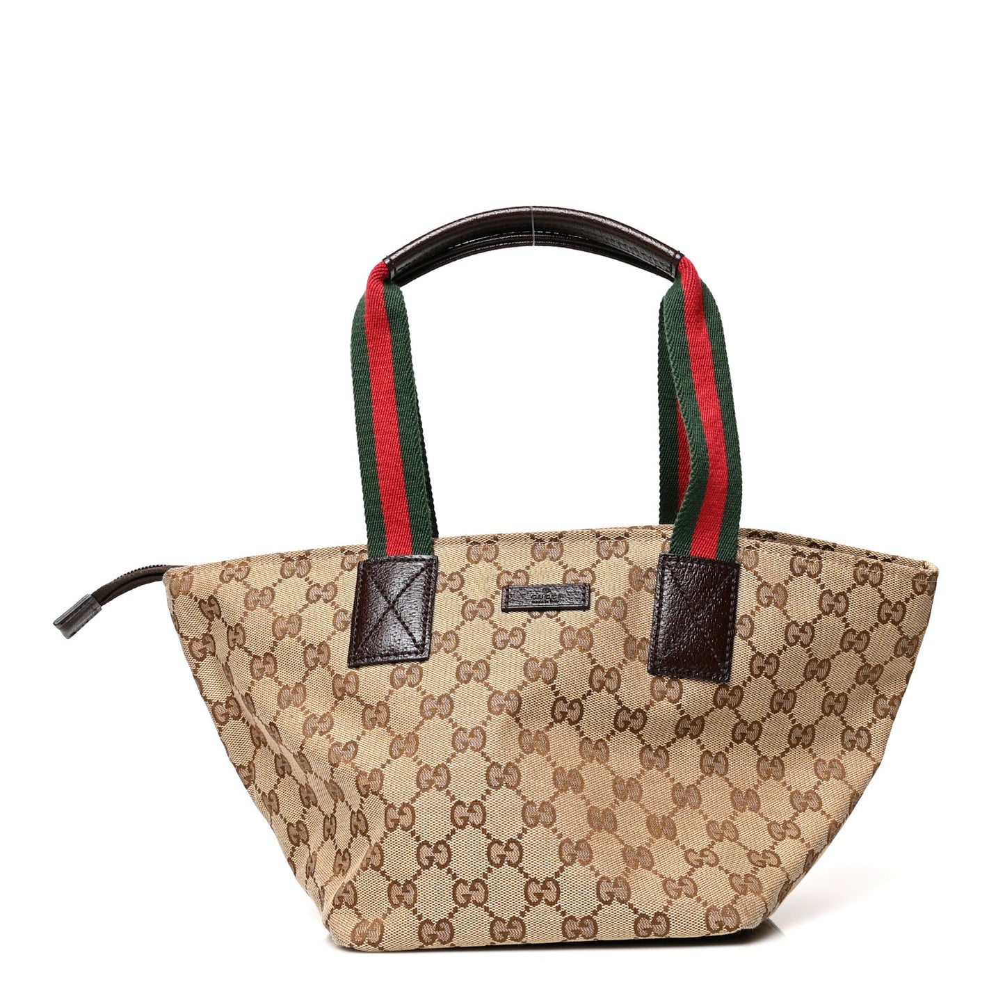 GG Monogram Small Web Handle Bucket Tote Dark Brown