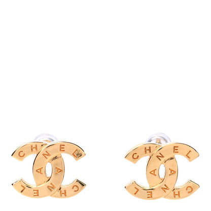 Chanel Metal CC Paris Button Stud Earrings Gold 1 of 4