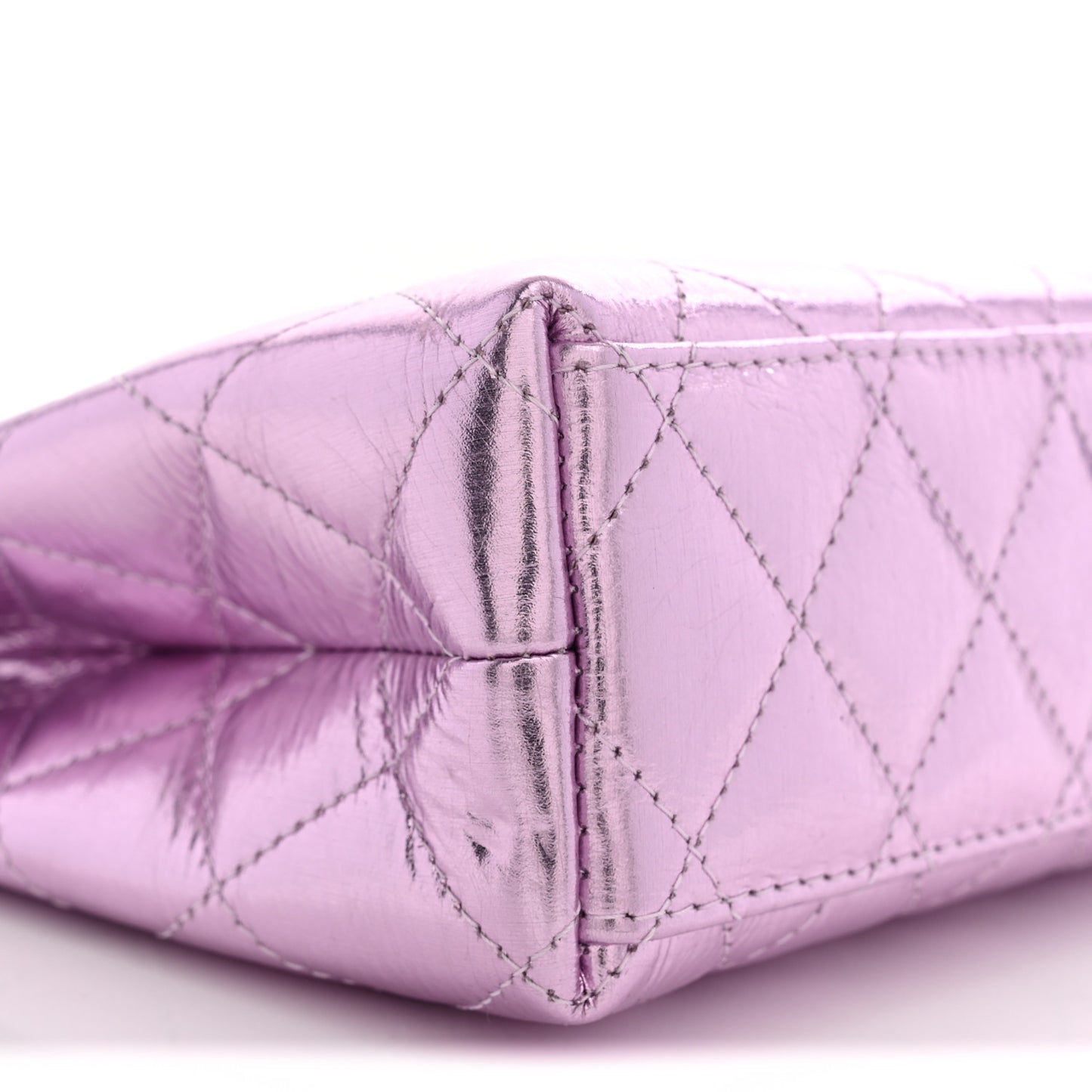 Metallic Aged Calfskin Quilted Nano Kelly Shopper Pink