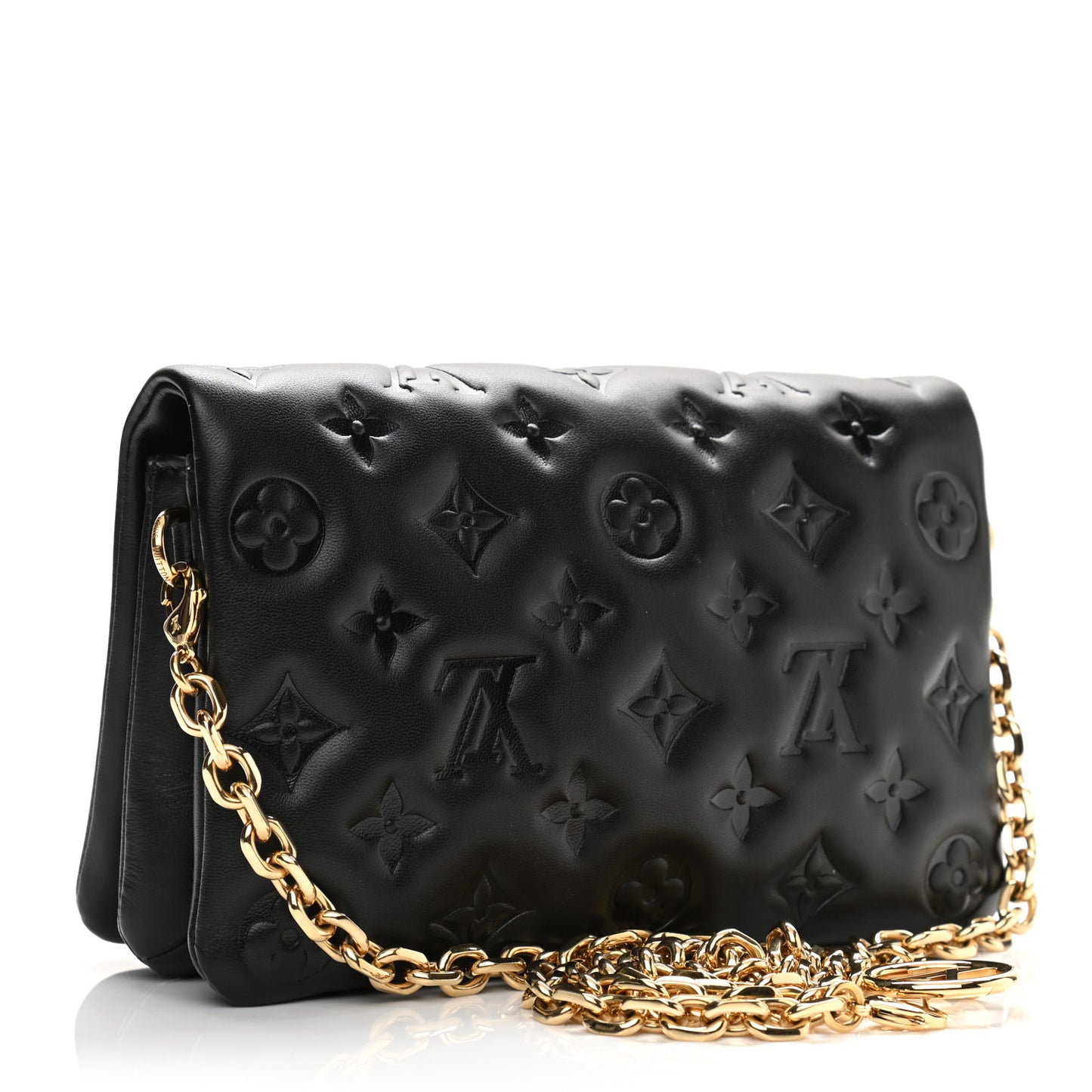 Lambskin Embossed Monogram Pochette Coussin Black