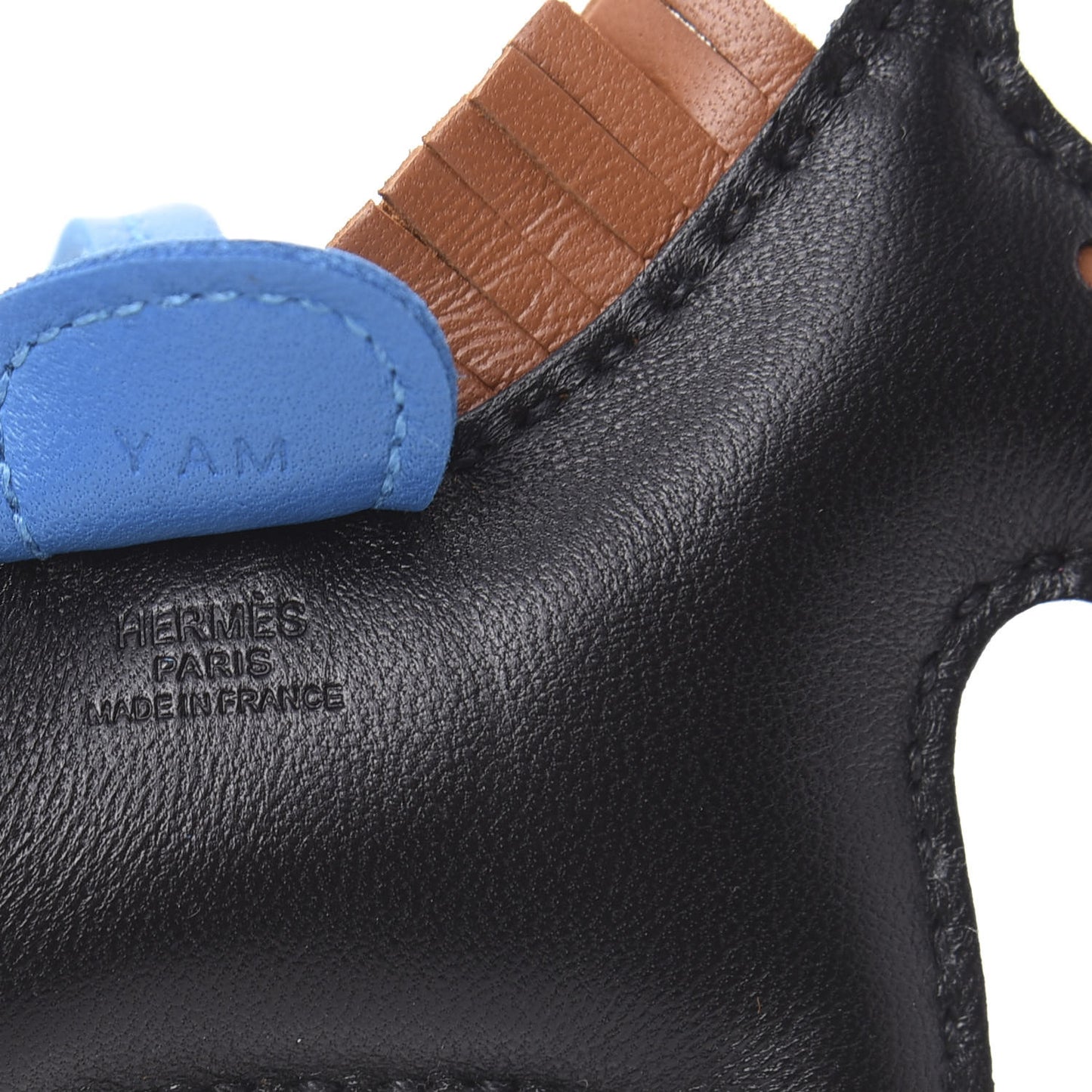 Milo Lambskin Grigri Rodeo Horse Bag Charm PM Black Gold Bleu Zanzibar