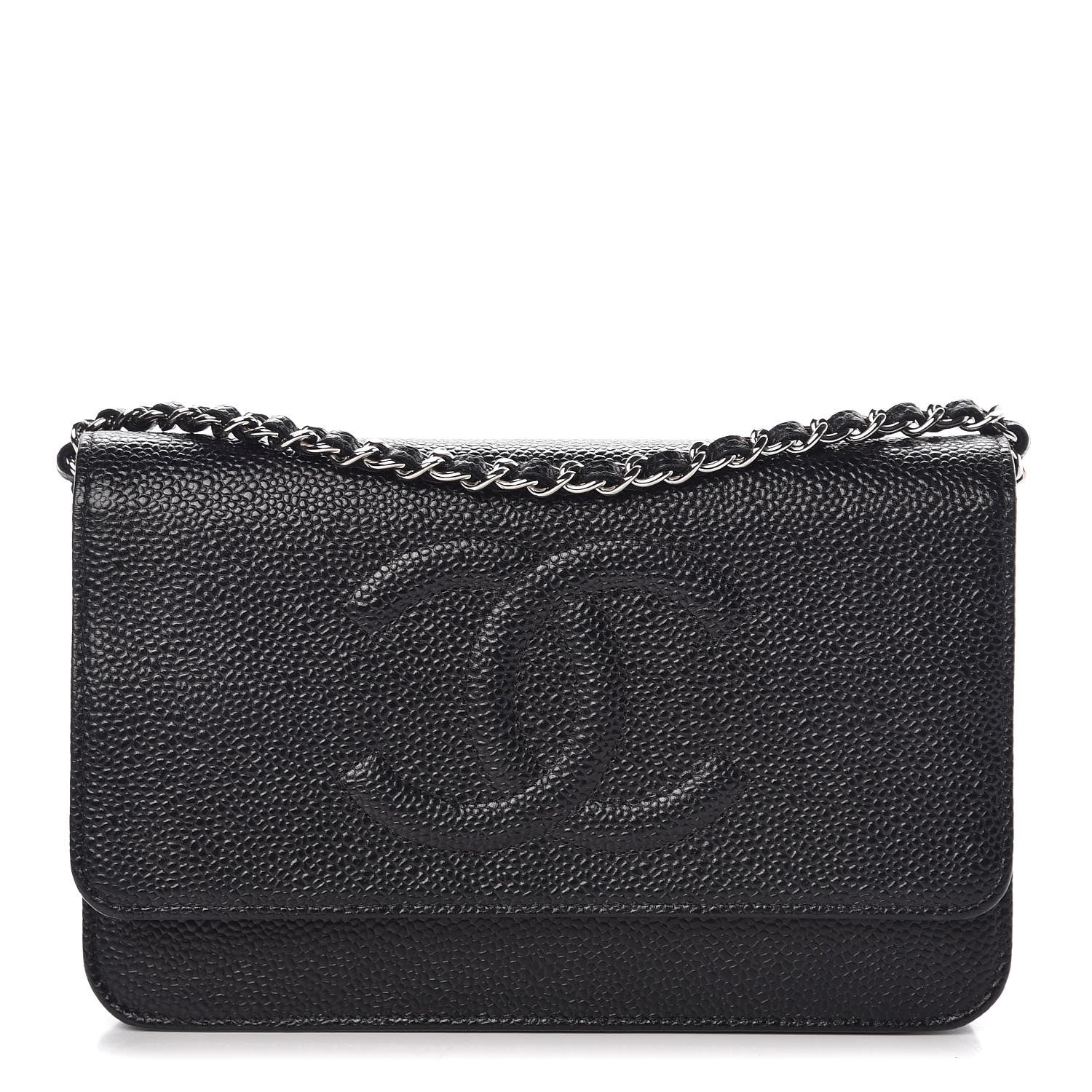 Chanel Caviar Timeless CC Wallet On Chain WOC Black 1 of 9