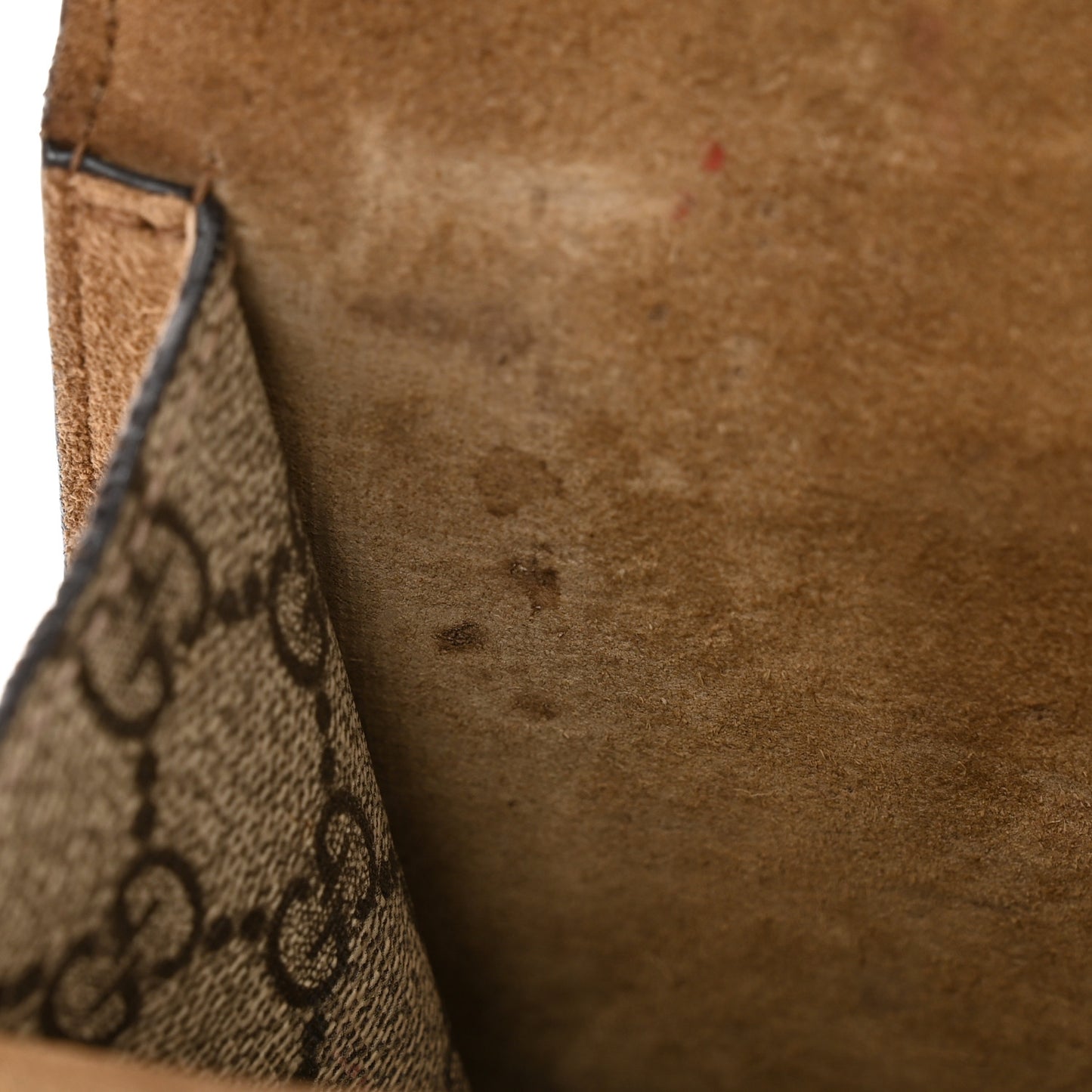 GG Supreme Monogram Suede Crystal Small Dionysus Shoulder Bag Beige Ebony Taupe