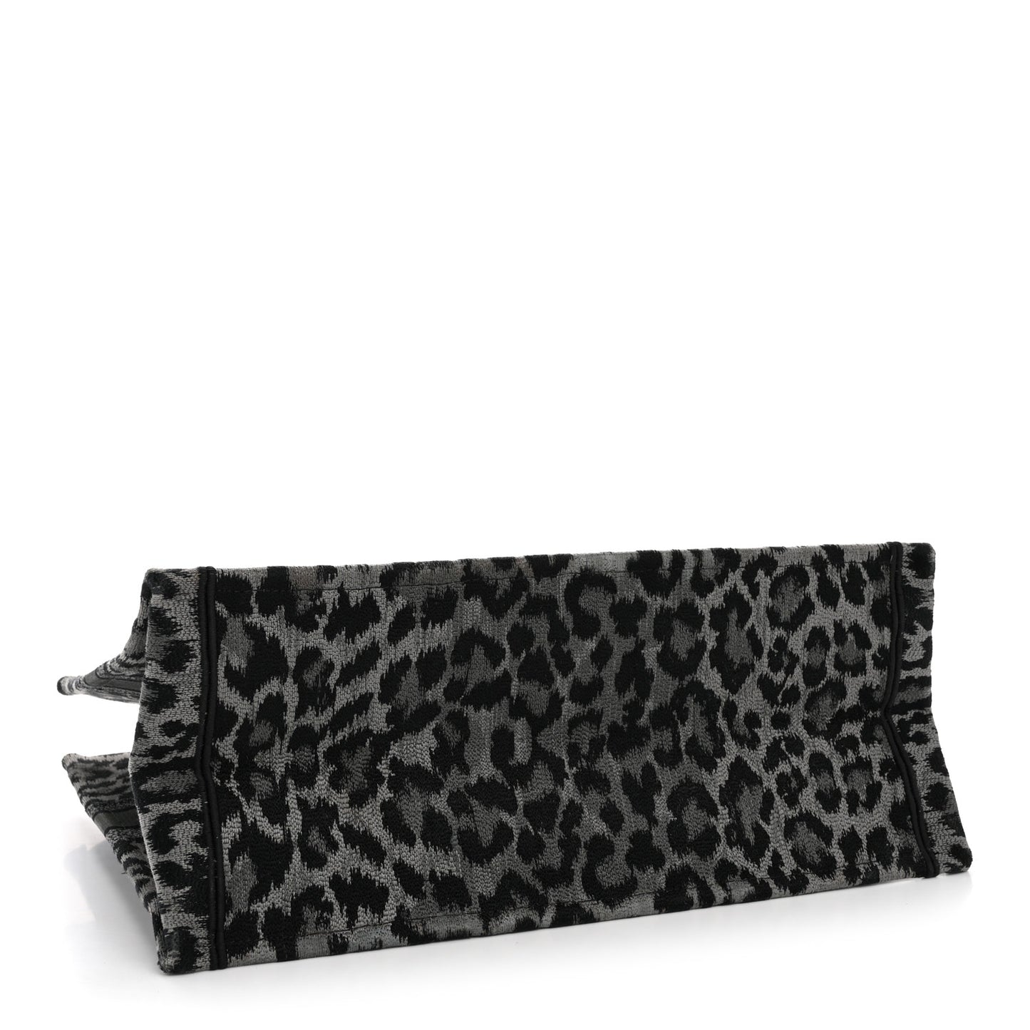 Canvas Mizza Embroidered Large Leopard Book Tote Grey