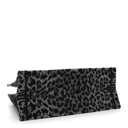 Christian Dior Canvas Mizza Embroidered Large Leopard Book Tote Grey 4 of 13